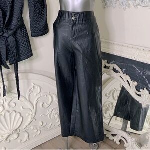 Black Leather Flare Wide Leg Pants NWOT